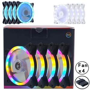 QiuzAim 4 en 1 Juego de refrigeración por aire ultrarrápido para <span class=keywords><strong>CPU</strong></span> de computadora Interfaz grande de 4 pines Ventilador silencioso de 12cm con impresionantes luces LED - Product Image 1