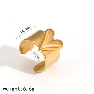 Heart Shape <b>Titanium</b> Steel <b>Ring</b> For Women Two Tone Gold And Silver Simple Elegant Jewelry Gift - Product Image 5