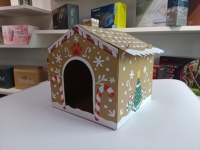 Vente en gros d'usine Boîte en carton ondulé avec impression personnalisée Maison de chat avec logo Cadeau de Noël