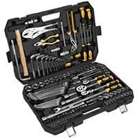 Juego de Llaves Combinadas Portátiles TGS de 142 Piezas, Color Amarillo, Cr-V, Acero Plástico, Herramientas Manuales para Reparación de Automóviles, Juego de Llaves de Tubo