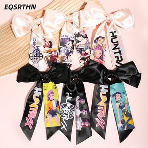 Fengpin KPOP Pince à cheveux rétro en satin asymétrique semi-fait main avec nœud en tissu, pour l'arrière de la tête, modèle TK Full Management, pour le marché international - Product Image 1