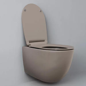 Inodoro circular <span class=keywords><strong>de</strong></span> doble descarga montado en la pared para baño y cocina, color <span class=keywords><strong>arco</strong></span>íris, inodoro <span class=keywords><strong>de</strong></span> cerámica con succión, gris cemento mate, sanitario. - Product Image 5