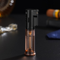 Encendedor de Gas Transparente de Plástico para Antorcha de Chorro Recto, Llama Azul Ecológica, Resistente al Viento, Recargable con Butano, Logotipo Personalizado