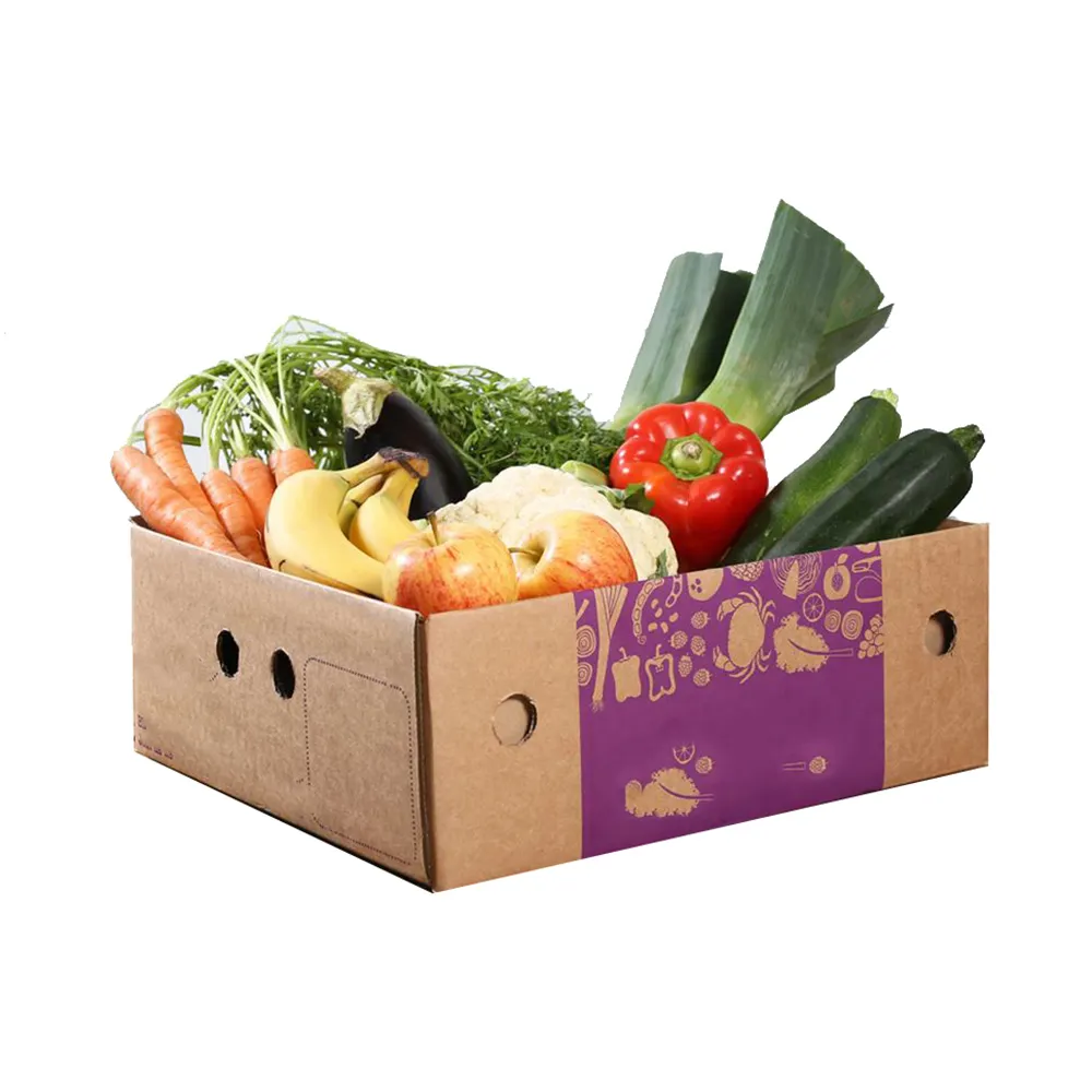 Custom Factory Cheap Corrugated Paper Fruit Vegetable Carton Packing Box for Apple Tomato Banana