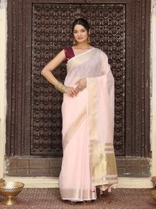Sari en coton traditionnel Dhwaja Export avec double blouse, longueur du sari 5,5 mètres, longueur de la blouse 0,8 mètre, toutes saisons, mariage/fête/Diwali - Product Image 4