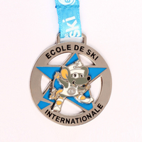 Médaille sportive personnalisée en alliage de zinc creux doré, paysage montagneux, émail souple, artisanat, médaille commémorative
