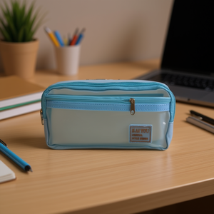 Kaiyou Pencil Case Light Blue Transparent Zipper 12 Pack Storage Bag For School Office Use - Product Image 3