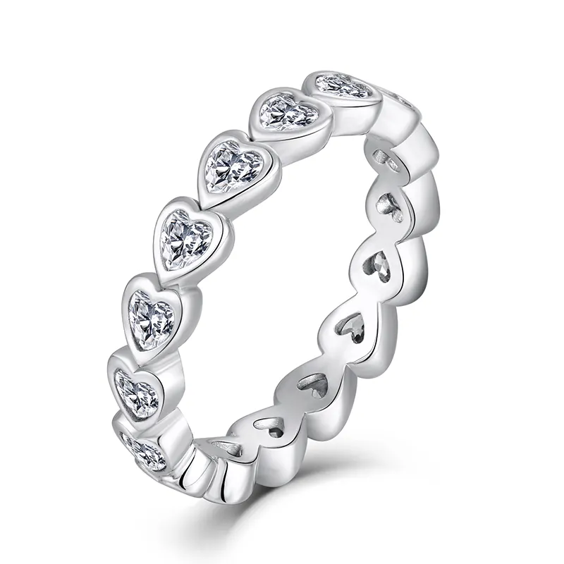 High Quality Heart Rings Certified 925 Sterling Silver Jewelry Classic Diamond Wedding Engagement Band Eternity Ring
