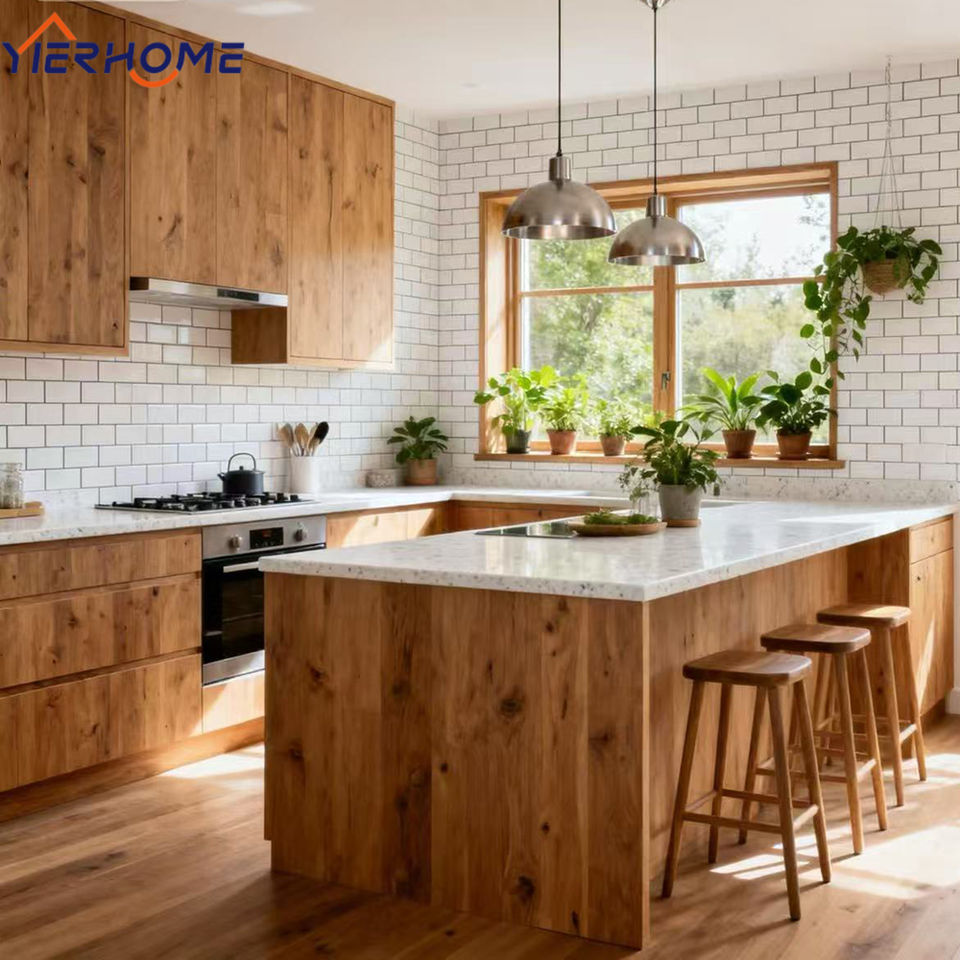 YIERHOME Custom Oak Solid Wood Cabinets | Modular Traditional Kitchen ...