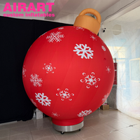 Ballon gonflable rouge avec base mobile intégrée, ballon gonflable imprimé flocon de neige, ballon décoratif de Noël gonflable