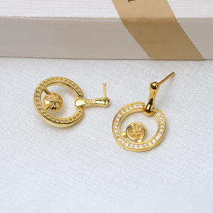 Boucles d'oreilles en argent S925, design couronne, broche d'oreille pour femme, personnalisable, incrustation de 5 à 6 perles, accessoires de bijoux DIY, plateau vide 1064, perles en vrac - Product Image 4