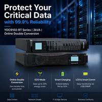 Onduleur 2KVA haute efficacité 1800W 2U 19 pouces pour montage en rack, onduleur en ligne 0ms à onde sinusoïdale pure pour commutateur réseau