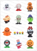 Articles de fête d'Halloween : Jouets mécaniques à remonter effrayants (fantome, zombie, sorcière, citrouille) en plastique, pour remplir les sacs surprises et les cadeaux de fête