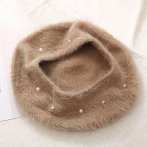 โรงงาน OEM ขายส่ง หมวกเบเร่ต์ขนสัตว์สีพื้นพร้อมไข่มุก มีสินค้าในสต็อก - Product Image 2