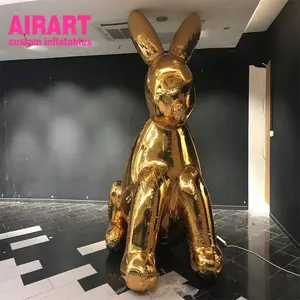 Museum is decorated with inflatable golden rabbits,golden inflatable rabbit mascot balloon