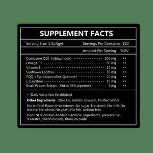 Gélules de CoQ10 OEM ODM avec PQQ, L-Carnitine, Vitamines et Oméga-3 pour Soutenir la Fonction Cardiaque, l'Âge Sain et l'Action Antioxydante - Product Image 5