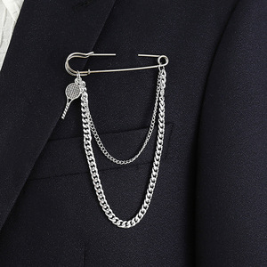 Grande Épingle de Sûreté Hip Hop pour Homme Tendance Mode Chaîne de Poitrine Broche Plaqué Argent Fiançailles de Mariage Célébrité d'Internet Exagérée - Product Image 6