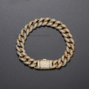 12Mm Box Buckle <b>Cuban</b> Bracelet Hip Hop Full Zirconium Men's Bracelet Tanjing Fashion Lijing Necklace - Product Image 3