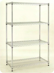 Chariot à étagères métalliques chromées robustes, chariot à pousser ESD - Product Image 1