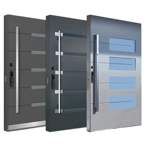 Portes pivotantes doubles en bois au design <span class=keywords><strong>moderne</strong></span>, imperméables, pour entrées de maison, avec cadre en acier inoxydable - Product Image 3