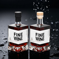 Vente en gros de bouteilles en verre de 500 ml de qualité supérieure, fond épais, pour les spiritueux haut de gamme comme le whisky, la vodka, le rhum, la tequila