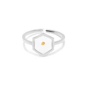Fashion Hexagonal <b>Open</b> Classic Gemstone <b>Ring</b> Gold Plated Stainless Steel for Women UIONEN 561 - Product Image 3