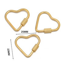 Mousqueton en acier inoxydable à verrouillage par vis, formes géométriques (cœur, étoile, ovale), pour porte-clés, anneaux, colliers, boucles de connexion et accessoires de bricolage
