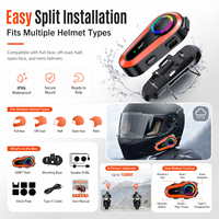 Intercom pour moto, casque de moto, système de communication sans fil étanche pour la musique, les appels et la navigation