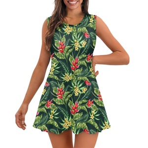 Vestido <span class=keywords><strong>de</strong></span> porristas sexy para mujer, Vestido corto con estampado <span class=keywords><strong>de</strong></span> flores <span class=keywords><strong>de</strong></span> hibisco Hawaiano, superventas personalizado, vestido veraniego para mujer - Product Image 2