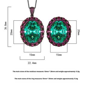 Conjunto de Joyería Ecológico de Moda, Chapado en Oro y Cobre, con Zirconia Verde de 15*20MM, Anillo y Colgante Antideslustre, Impermeable e Hipoalergénico - Product Image 2