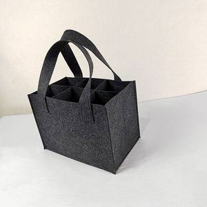 Felt Wine Tote Bag with Dividers for 6 Bottles Gifts Professional Carry Storage Protection Durable Reusable Transport - Product Image 4