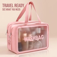 Sac de voyage transparent imperméable personnalisé Royal Fair pour articles de toilette avec poignée et fermeture éclair, sac de rangement cosmétique de haute qualité pour fille