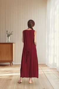 Cotton Linen Women's Short Sleeve Maxi Dress Regular Fit Summer Natural Waist Washable <b>Plus</b> <b>Size</b> Fashion B2B Wholesale Export - Product Image 3