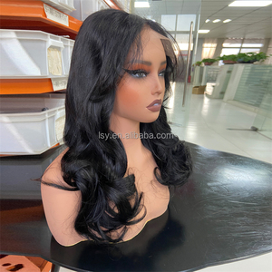 Perruque Lace Front 18 pouces en <span class=keywords><strong>cheveux</strong></span> naturels du Vietnam, ondulée, avec frange rideau, sans colle, dentelle pré-coupée, <span class=keywords><strong>coupe</strong></span> dégradée ondulée, vente en gros - Product Image 3
