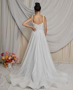 Abito <span class=keywords><strong>da</strong></span> <span class=keywords><strong>Sposa</strong></span> Mily Bridal MFR005 di Lusso con Perline, in Tulle Avorio, Elegante, Curvy, Boho, Glitterato per <span class=keywords><strong>Donne</strong></span> - Product Image 2