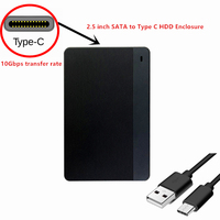 10Gbps USB3.2 SATA USB C kabel adaptor 2.5 ''inci Hard Drive eksternal Converter Tipe C Case untuk SSD/HDD bahan plastik