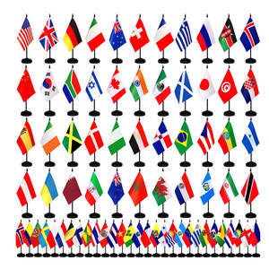 高品质促销世界国家桌旗14 * 21厘米定制设计标志聚酯桌迷你旗 - Product Image 1