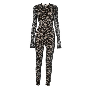 Viviblook 2025 J25JP111ผู้หญิงจั๊มสูทคอกลมลูกไม้ติดกระดุมเปลือยหลังจั๊มสูทแบบชิ้นเดียวสำหรับผู้หญิงบอดี้คอน - Product Image 6