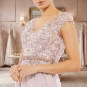 Robe de soirée sirène à col en V profond avec broderies de perles et de sequins, motif floral, sans manches, robe de bal, tenue de soirée - Product Image 4