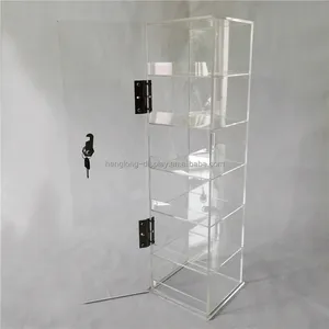 Vitrina de plástico acrílico transparente de 6 niveles, caja de exhibición de Cables eléctricos con cerradura y llave, doble cara