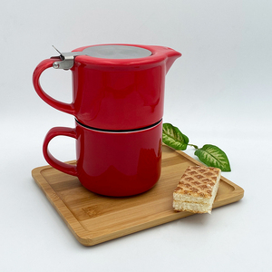 Ấm trà gốm Màu Đỏ đặt một nồi với một cốc du lịch xách tay Bộ trà sứ ấm trà và cốc cho một bộ - Product Image 1