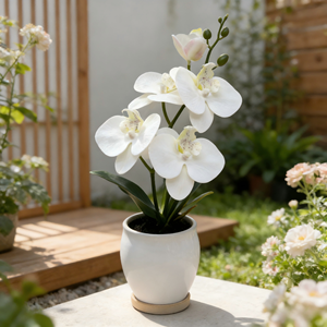 Ensemble de pots en céramique côtelés avec des succulentes artificielles colorées - Décoration intérieure/extérieure - Product Image 5