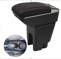 DAIAO Luxe Amérique du Sud – Boîte de rangement d'accoudoir de console centrale en cuir PU noir avec porte-gobelet rotatif USB DA-6326 pour voiture
