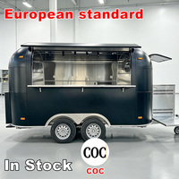 Camionnette de restauration mobile vintage en aluminium, standard européen, pour café, hot-dogs, bonbons, chips, vente au détail, avec système électrique et d'eau