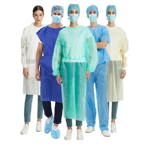Robes chirurgicales jetables personnalisées de haute qualité, robe d'isolation respirante, Pp + pe Pl, beau prix, usine d'exportation