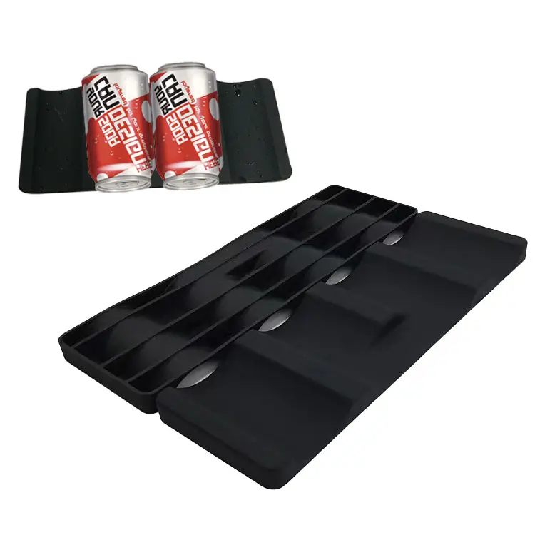 Food grade silicone fridge mat Anti Slip Silicone beer bottle storage mat holder Silicone Can Stacker