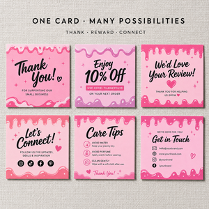 Cartes de remerciement mignonnes et tendance, impression recto-verso avec <span class=keywords><strong>code</strong></span> de bon de réduction et informations sur les réseaux sociaux pour l'emballage de la marque - Product Image 6
