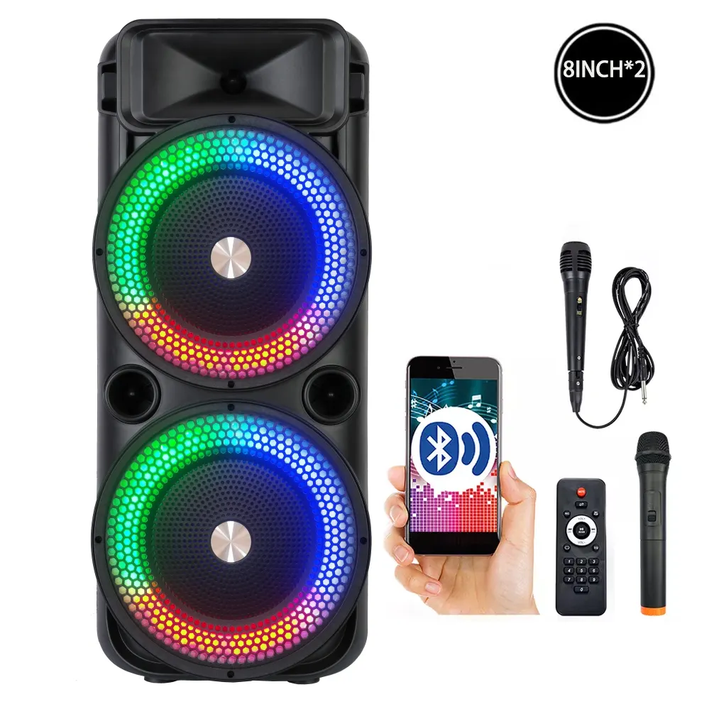 2022 Fashion Selling Portable Bocinas Altavoz Bluetooth With Mic Professional Rock Speaker Bluetooth Karaoke With LED Light