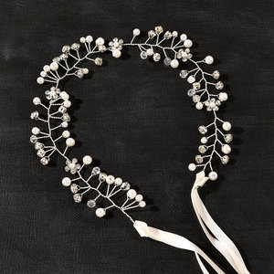 Qushine Beads <strong>Hair</strong> Jewelry Pearl Crystal Leaf Bride Tiaras <strong>Wedding</strong> <strong>Hair</strong> <strong>Band</strong> Accessories - Product Image 6