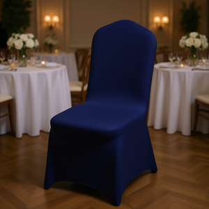 Fundas Elásticas para Sillas Azul Marino, 20.08 X 17.72 X 37.4 Pulgadas, Fundas de Spandex y Poliéster Lisas Teñidas para Sillas de Hotel y Bodas - Product Image 2